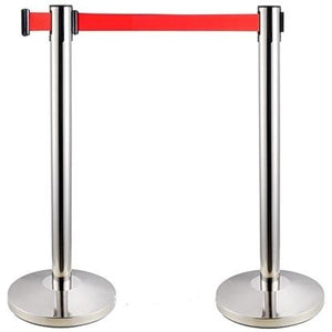 Queue Management FLEX LINE 480 Stainless Steel Pole with Red Belt